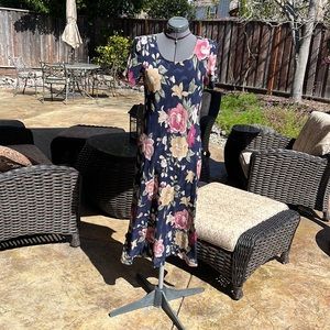 Halmode Petites Navy and Floral Dress